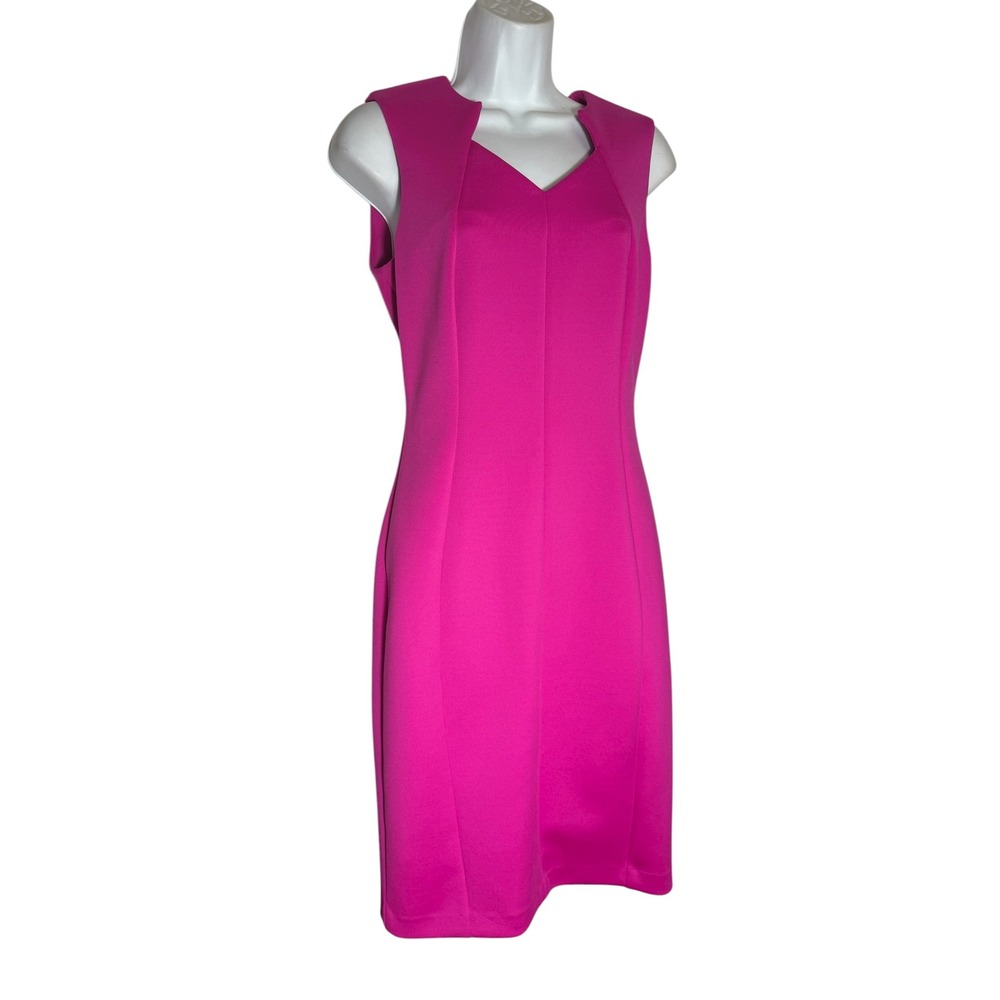 Calvin Klein Women's Hot Pink Hibiscus Scuba‎ Sheath Dress PERFECT 🩷🩷